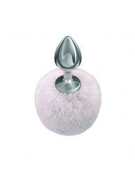 Серебристая анальная пробка с белым пушистым хвостиком Twinkle - Lola Games - купить с доставкой в Вологде