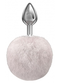 Серебристая анальная пробка с белым пушистым хвостиком Twinkle - Lola Games - купить с доставкой в Вологде