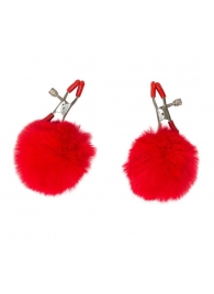 Зажимы на соски Angelic с красными меховыми шариками - Lola Games - купить с доставкой в Вологде