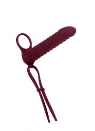 Бордовая вибронасадка для двойного проникновения Rori - 17 см. - Lola Games - купить с доставкой в Вологде