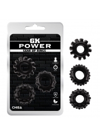Набор из 3 черных эрекционных колец Gear Up Rings - Chisa - в Вологде купить с доставкой