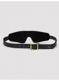 Черная плотная маска на глаза Bound to You Faux Leather Blindfold - Fifty Shades of Grey - купить с доставкой в Вологде