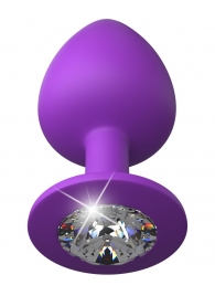 Фиолетовая анальная пробка со стразом Her Little Gem Large Plug - 9,5 см. - Pipedream - купить с доставкой в Вологде