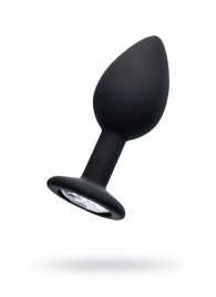 Черная анальная втулка с прозрачным стразом - 7,2 см. - POPO Pleasure - купить с доставкой в Вологде