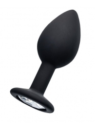 Черная анальная втулка с прозрачным стразом - 7,2 см. - POPO Pleasure - купить с доставкой в Вологде