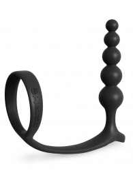 Черная анальная цепочка с эрекционным кольцом Ass-gasm Cockring Anal Beads - Pipedream - в Вологде купить с доставкой