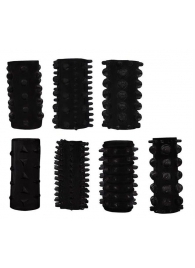 Набор из 7 черных насадок PENIS SLEEVES SET - Dream Toys - в Вологде купить с доставкой