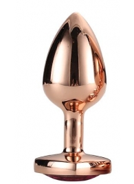 Золотистая анальная втулка с кристаллом-сердечком розового цвета - 7,1 см. - Dream Toys - купить с доставкой в Вологде