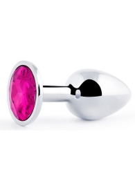 Серебристая анальная пробка с малиновым кристаллом - 7,2 см. - Anal Jewelry Plug - купить с доставкой в Вологде