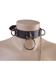 Черный кожаный ошейник Big Ring - Sitabella - купить с доставкой в Вологде