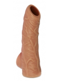 Телесная открытая насадка-реалистик с подхватом мошонки Nude Sleeve M - 12 см. - KOKOS - в Вологде купить с доставкой