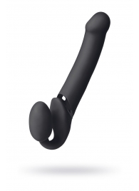 Черный безремневой вибрострапон Vibrating Bendable Strap-On L - Strap-on-me - купить с доставкой в Вологде