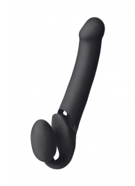 Черный безремневой вибрострапон Vibrating Bendable Strap-On L - Strap-on-me - купить с доставкой в Вологде