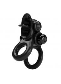 Черное эрекционное кольцо с подхватом мошонки и стимулятором клитора Passionate Ring - Baile - в Вологде купить с доставкой