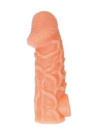 Телесная закрытая насадка с венками Cock Sleeve Size L - 17,6 см. - KOKOS - в Вологде купить с доставкой