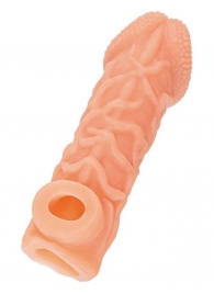 Телесная закрытая насадка с венками Cock Sleeve Size L - 17,6 см. - KOKOS - в Вологде купить с доставкой