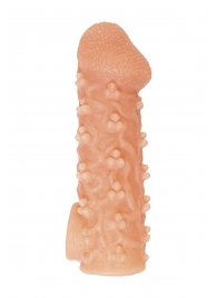 Телесная закрытая насадка с пучками шишечек Cock Sleeve Size S - 13,8 см. - KOKOS - в Вологде купить с доставкой