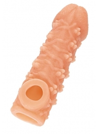 Телесная закрытая насадка с пучками шишечек Cock Sleeve Size L - 17,6 см. - KOKOS - в Вологде купить с доставкой
