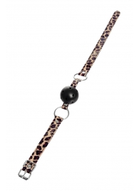 Черный кляп-шар на леопардовых ремешках Anonymo - ToyFa - купить с доставкой в Вологде