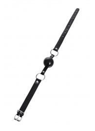 Черный кляп-шар на кожаных ремешках Anonymo - ToyFa - купить с доставкой в Вологде