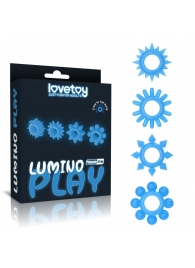 Набор из 4 голубых, светящихся в темноте эрекционных колец Lumino Play - Lovetoy - в Вологде купить с доставкой
