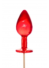Красный леденец в форме малой анальной пробки со вкусом виски - Sosuчki - купить с доставкой в Вологде