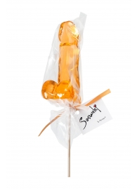 Оранжевый леденец в форме пениса со вкусом аморетто - Sosuчki - купить с доставкой в Вологде