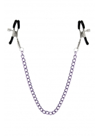Зажимы для сосков с фиолетовой цепочкой Sweet Caress Nipple Chain - Sweet Caress - купить с доставкой в Вологде