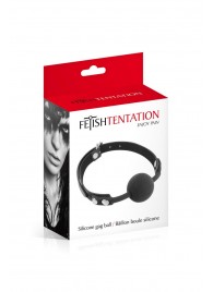 Черный силиконовый кляп-шарик на ремешках - Fetish Tentation - купить с доставкой в Вологде