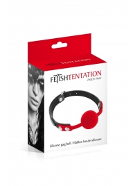 Красный кляп-шарик на черных ремешках - Fetish Tentation - купить с доставкой в Вологде