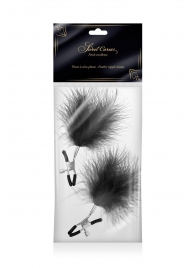 Зажимы на соски с черными пуховыми кисточками Sweet Caress Feather Nipple Clumps - Sweet Caress - купить с доставкой в Вологде