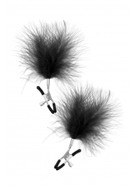 Зажимы на соски с черными пуховыми кисточками Sweet Caress Feather Nipple Clumps - Sweet Caress - купить с доставкой в Вологде