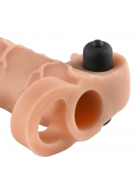 Телесная вибронасадка с кольцом Vibrating Real Feel 2 Extension - 16 см. - Pipedream - в Вологде купить с доставкой