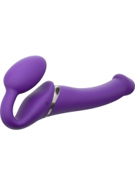 Фиолетовый безремневой вибрострапон Silicone Bendable Strap-On - size M - Strap-on-me - купить с доставкой в Вологде
