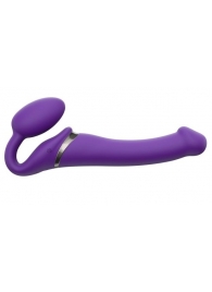 Фиолетовый безремневой вибрострапон Silicone Bendable Strap-On - size M - Strap-on-me - купить с доставкой в Вологде