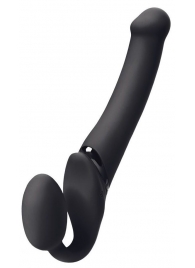 Черный безремневой вибрострапон Silicone Bendable Strap-On - size XL - Strap-on-me - купить с доставкой в Вологде
