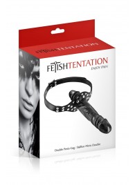 Черный кляп-фаллоимитатор Double Penis Gag - Fetish Tentation - купить с доставкой в Вологде