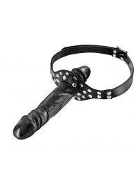 Черный кляп-фаллоимитатор Double Penis Gag - Fetish Tentation - купить с доставкой в Вологде