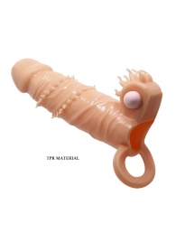 Телесная удлиняющая вибронасадка Penis Sleeve Connor - 17 см. - Baile - в Вологде купить с доставкой