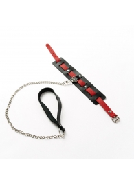 Черный ошейник с красным ремешком и поводком - Crazy Handmade - купить с доставкой в Вологде