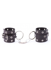 Черные кожаные наручники с люверсами - Crazy Handmade - купить с доставкой в Вологде