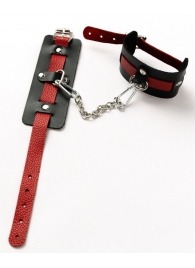 Черные оковы с красным декором и заклепками - Crazy Handmade - купить с доставкой в Вологде