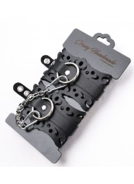 Ажурные наручники из черной кожи - Crazy Handmade - купить с доставкой в Вологде