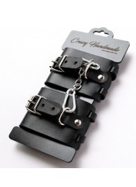 Черные кожаные наручники с ремешками - Crazy Handmade - купить с доставкой в Вологде