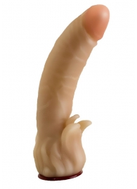 Телесная гелевая насадка-фаллос с клиторальными лепестками - 18,5 см. - LOVETOY (А-Полимер) - купить с доставкой в Вологде