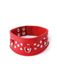 Кожаный красный ошейник с велюровой подкладкой - Sitabella - купить с доставкой в Вологде