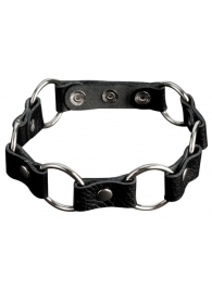 Кожаный черный ошейник с кольцами - Sitabella - купить с доставкой в Вологде