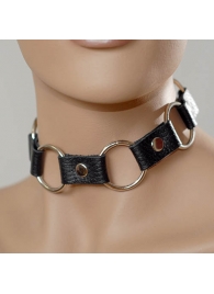 Кожаный черный ошейник с кольцами - Sitabella - купить с доставкой в Вологде