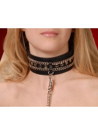 Чёрный ошейник с цепочками и поводком - Sitabella - купить с доставкой в Вологде