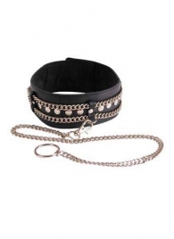 Чёрный ошейник с цепочками и поводком - Sitabella - купить с доставкой в Вологде